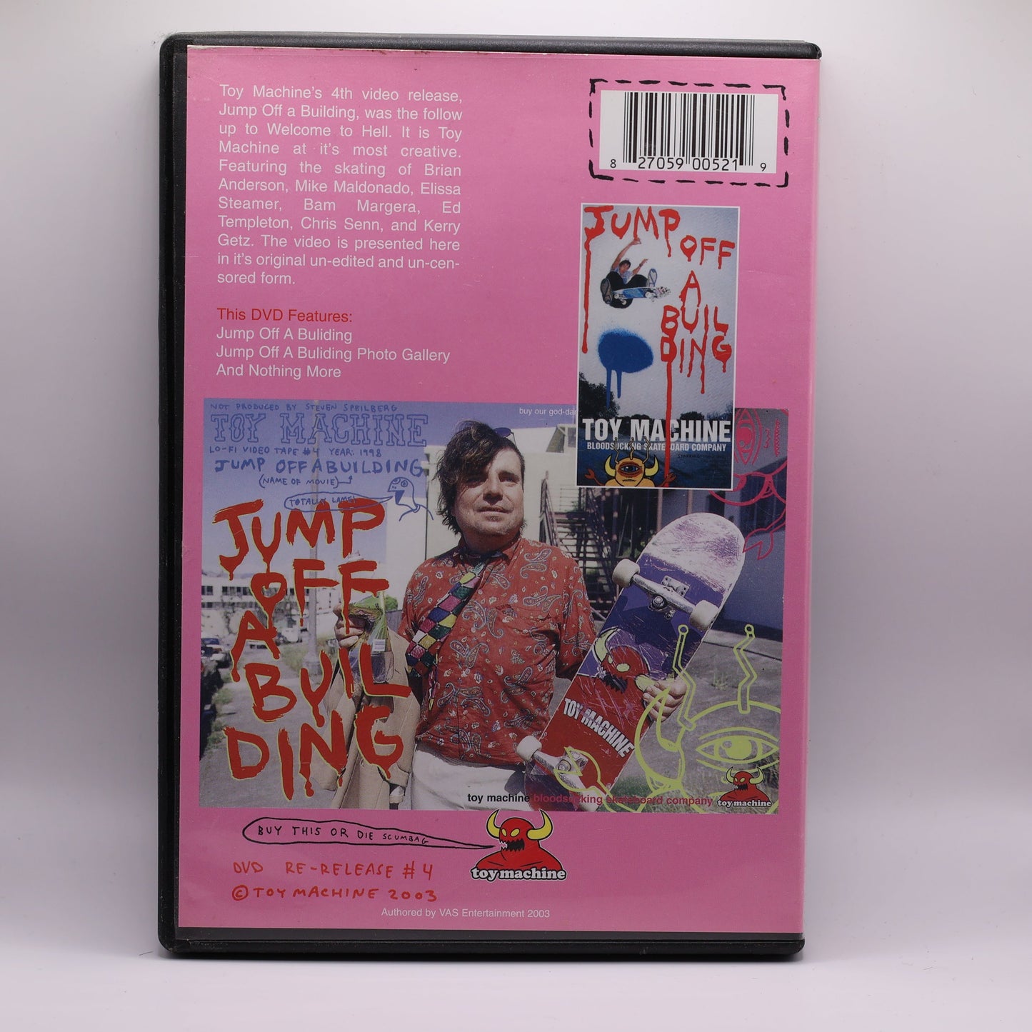 Toy Machine Jump Off A Building DVD (1998) Bam Margera Elissa Steamer Rare Skate Video